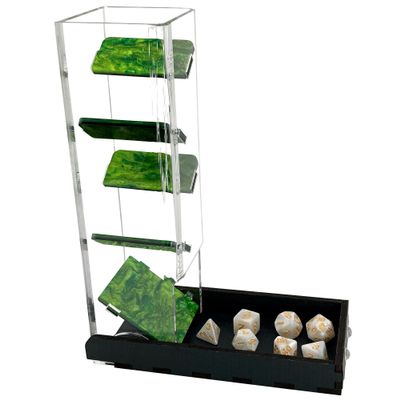 C4Labs 10" Tall Dice Tower & Basic Tray - Colour Lux Pearl - Color Options (Green)