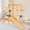 Avenlur Grove 8-in-1 Indoor Jungle Gym with Gymnastic Rings, Climbing Rope, Swing, Slide, Monkey Bars, Rope Wall Net, and Wooden and Rope Ladder - Jungle Play Set for Kids Ages 2-11 Years Old view 1