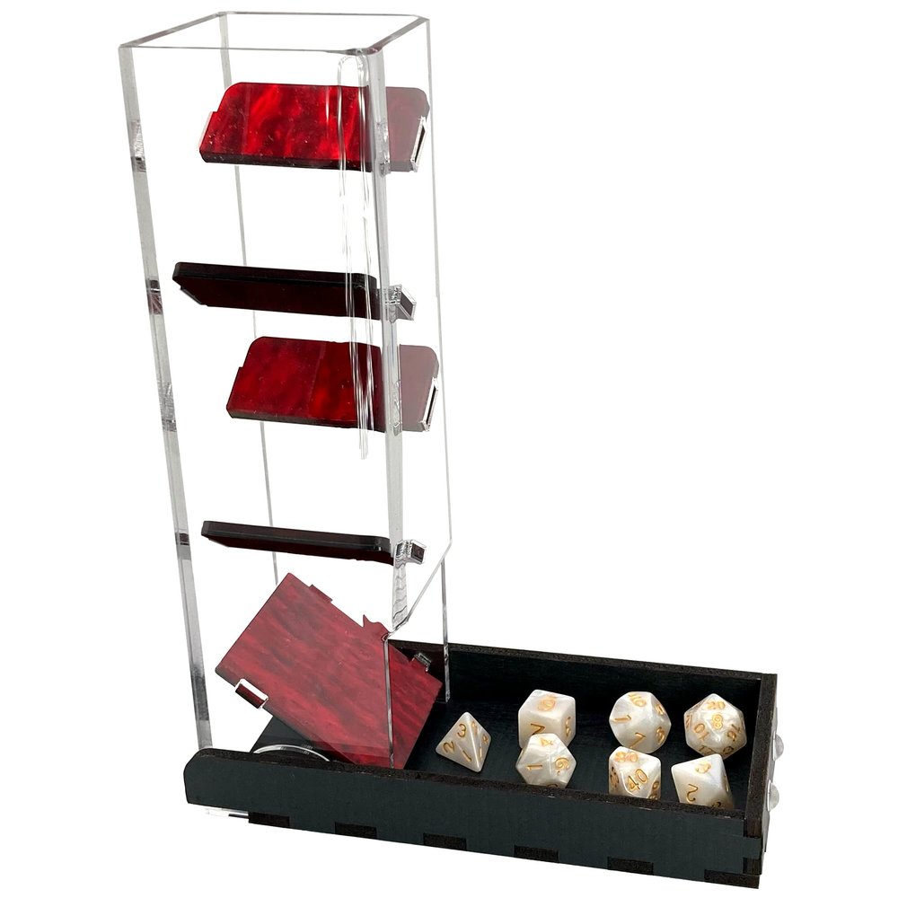 C4Labs 10" Tall Dice Tower & Basic Tray - Colour Lux Pearl - Color Options (Red)