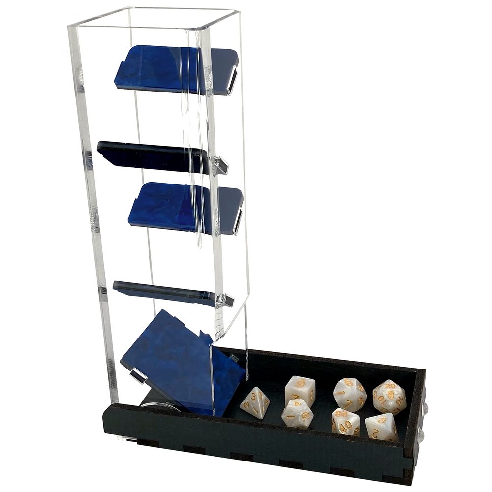 C4Labs 10" Tall Dice Tower & Basic Tray - Colour Lux Pearl - Color Options (Blue)