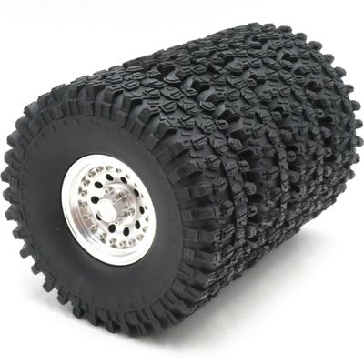 4pcs 1.9 Beadlock Wheels and Tires Height 120mm Tyre & Aluminum Rims with Heavy Metal Rings for 1/10 RC Mud Crawler Truck SCX10 TRX4 CC01, HS700651