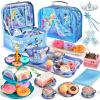 Golray Tea Party Set for Little Girls Toys, 49Pcs Kid Tin Tea Set & Luxury Food Playset & Carry Case, Kitchen Pretend Play Toy 3-5 Years Toddler Girls Birthday Gift view 1