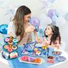 Golray Tea Party Set for Little Girls Toys, 49Pcs Kid Tin Tea Set & Luxury Food Playset & Carry Case, Kitchen Pretend Play Toy 3-5 Years Toddler Girls Birthday Gift view 2