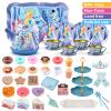 Golray Tea Party Set for Little Girls Toys, 49Pcs Kid Tin Tea Set & Luxury Food Playset & Carry Case, Kitchen Pretend Play Toy 3-5 Years Toddler Girls Birthday Gift view 3