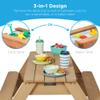 Best Choice Products Kids 3-in-1 Sand & Water Table, Wood Outdoor Convertible Picnic Table w/Umbrella, 2 Trays, Removable Top, 220lb Capacity Per Bench - Navy view 3