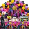 95 Pcs 70s Party Decorations Disco Party Balloons Decoration 70's Party Bundle Includes Inflatable Radio Boombox and Mobile Phone, Disco Plastic Party Backdrop, Tablecloth, Balloons for Hip Hop Party view 1
