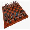 American Revolutionary War of Independence Hand Painted Luxury Pewter Chessmen & Georgio Chess Board from Italy view 1