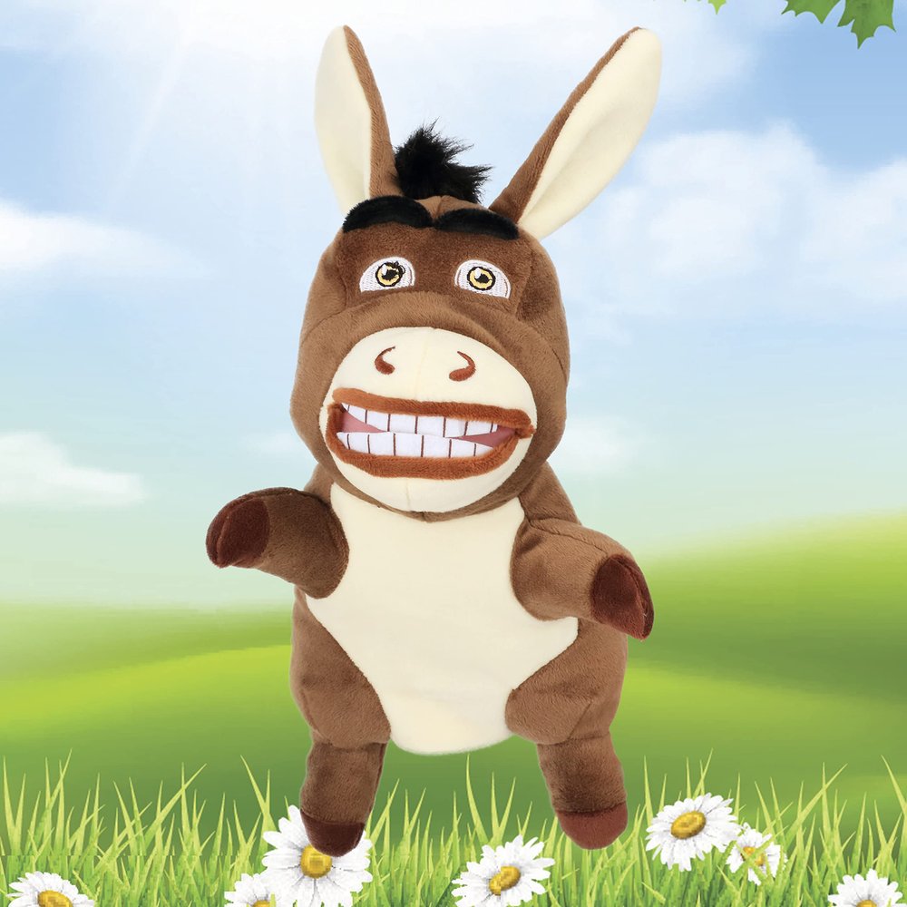 Easfan Donkey Hand Puppet Plush Animal Toy with Movable Mouth for Role Play Storytelling Preschool Teaching Birthday Gifts for Kids Boys Girls Brown, 13''