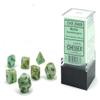 Chessex Dice Set  10mm Marble Green/Dark Green Plastic Polyhedral Dice Set  for Dungeons and Dragons D&D DND TTRPG Dice  Includes 7 Dice - D4 D6 D8 D10 D12 D20 D% (CHX20409) view 1