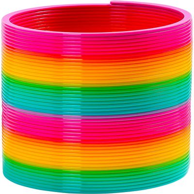 Vinciph 6 Inch Giant Plastic Walking Spring Toy,Jumbo Rainbow Coil Toy,Party Prizes and Stocking Stuffers,Birthday Bag Filler