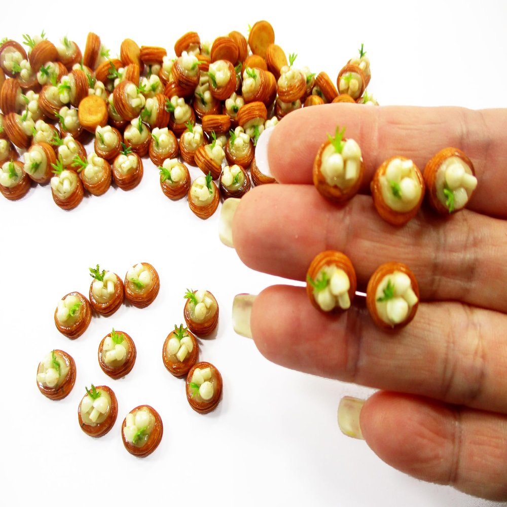 Lot 100 Loose Mushroom Puff Pie Dollhouse Miniatures Food Bakery Charms 16226
