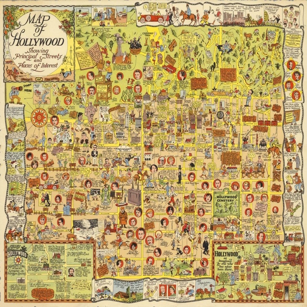 1928 Map of Hollywood Puzzle | 1000 Piece Jigsaw Puzzle for Adults | History & The Movies