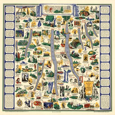 1000 Piece Finger Lakes Puzzle for Adults | 1962 map of Finger Lakes Region - Central New York