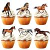 18pcs Brown Glitter Dessert Cupcake Topper Horse Race Theme Decor Supplies Baby Shower Happy Birthday Party Decorations view 1