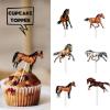 18pcs Brown Glitter Dessert Cupcake Topper Horse Race Theme Decor Supplies Baby Shower Happy Birthday Party Decorations view 2