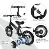 bikeboy Balance Bike 14 Inches, Dual Use Kids Bike for 2-6 Years Old, Shock Absorbers, Fenders, Pedals, Auxiliary Wheels, Black view 2