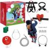 EDOSTORY 160 Feet Backyard Zip Line Kit for Kids and Adult Up Outdoor to 330lb with Stainless Steel Ziplines Spring Brake and Safety Harness, Christmas and Birthday Gifts for Kids(Red) view 1