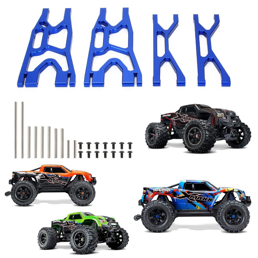 RCAWD Suspension Arms A-Arms Set for X-Maxx 1/5 1/6 Upgrades, Upper & Lower, Front & Rear, Left & Right, Hop Ups Parts for #7729, #7730, # 77086-4 Blue