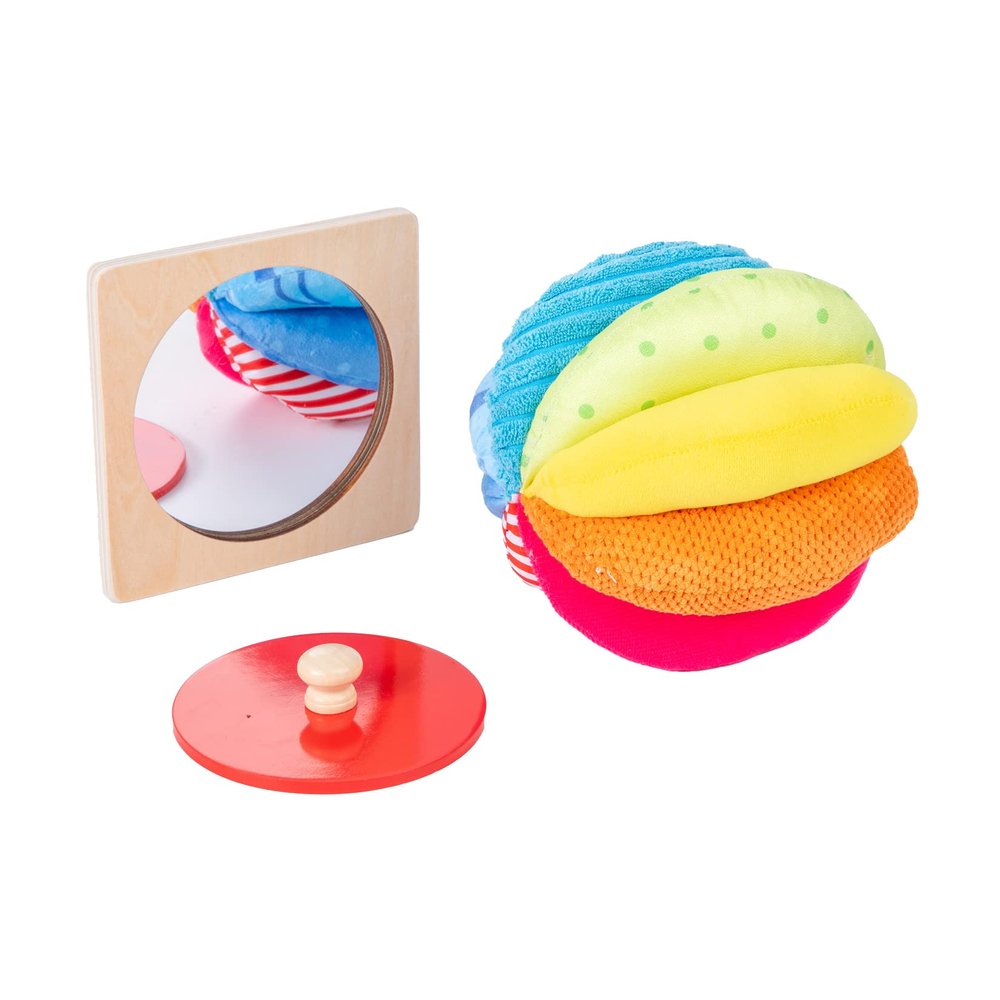 Montessori Baby Toys Play Kit - Mirror, Peekaboo, Knob Puzzle, Rainbow Fabric Ball - For 6-12 Months Toddlers
