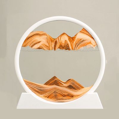 3d Moving Sand Art Picture Sand Painting In Motion with Stand Glass Sand Art Liquid Motion 360 Flip Home Office Decoration Natural Scenery Dynamic Sandscape Pictures(Color:yellow,Size:A-25.5cm)