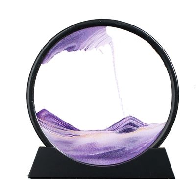 3d Moving Sand Art Picture Sand Painting In Motion with Stand Glass Sand Art Liquid Motion 360 Flip Home Office Decoration Natural Scenery Dynamic Sandscape Pictures(Color:purple,Size:C-17.7cm)