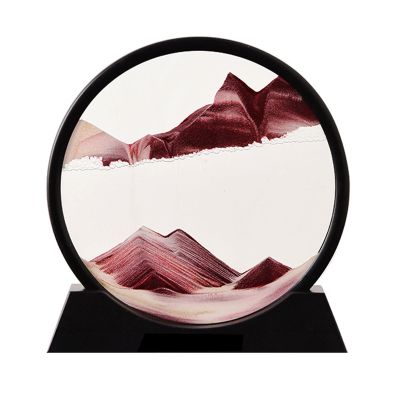 3d Moving Sand Painting Art Pictures Dynamic Round Glass Sand Art Liquid Motion 7/12 Inches 360 Rotation Moving Sand Art Decor Sandscape for Relaxation and Furniture Decoration(Color:brown,Size:7 in