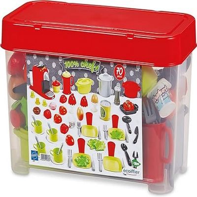 Ecoiffier Jouets 2698-70-Piece Dining Set - Solid and Practical for Storage - Imitation Game - from 18 Months - Made in France