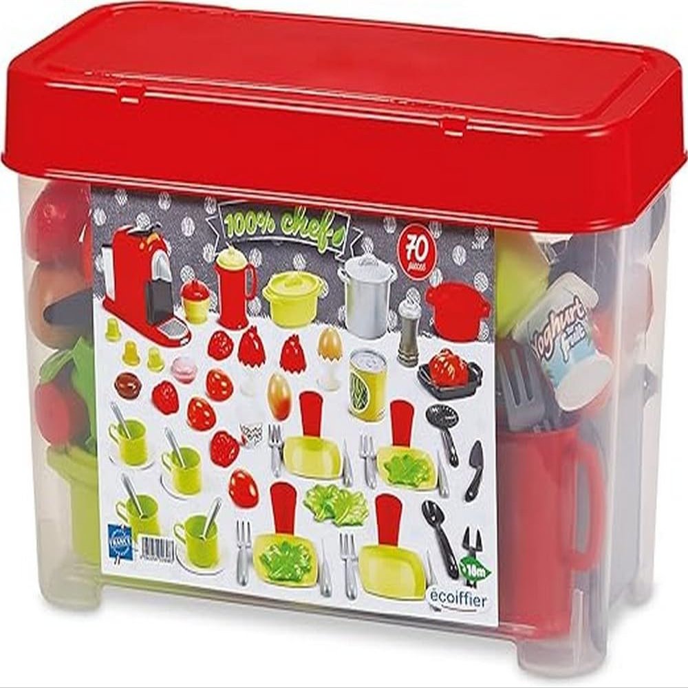 Ecoiffier Jouets 2698-70-Piece Dining Set - Solid and Practical for Storage - Imitation Game - from 18 Months - Made in France
