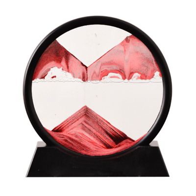 3d Moving Sand Painting Art Pictures Dynamic Round Glass Sand Art Liquid Motion 7/12 Inches 360 Rotation Moving Sand Art Decor Sandscape for Relaxation and Furniture Decoration(Color:red,Size:7 in)
