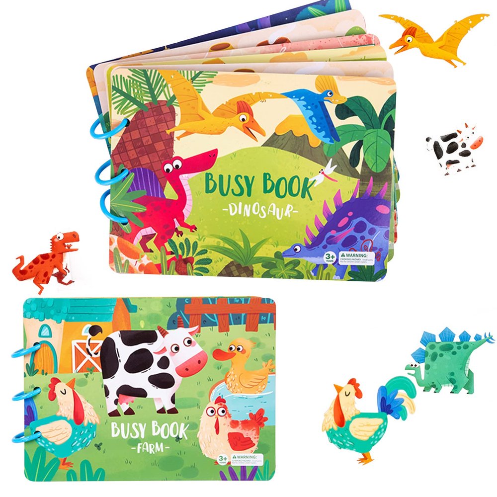 Jxueych Busy Book for Kids, Montessori Toys for Toddlers to Develop Learning Skills, Preschool Activity and Early Learning Toys Book (New 2-Piece Set)