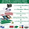 MrCarbon Super Casino Game Set: 6 Deck Shuffler+360pcs Chips+8 Poker Cards+Card Shoe+Chip Rake+Felt+Accessories, Blackjack Set & Texas Holdem Complete Kit, Poker Night Kit for Casino Party Gift view 2