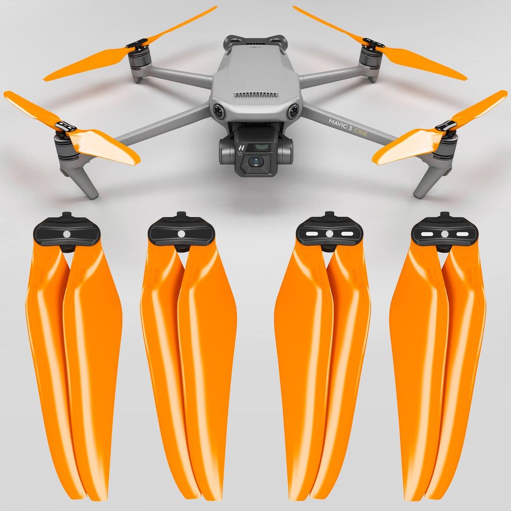 Master Airscrew Stealth Propellers for DJI Mavic 3 & Mavic 3 Pro/Cine/Enterprise/Classic/3T/3M - Orange, 4 pcs