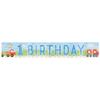 On The Road 1st Birthday Foil Banner - 12' (Pack Of 1) - Multicolor Happy Birthday Sign For Kids Party Decoration view 1