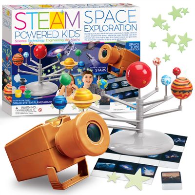 4M - STEAM Space Exploration - Build & Paint Solar System Planetarium Model, Assemble Space Toys Projector with Slides, Includes Glow Stars & Poster - Educational Science Planet Toys Kit, Kids Ages 5+