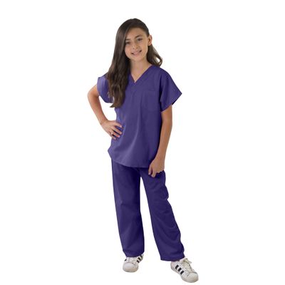 ACTIVE UNIFORMS Kids Scrubs Set Super Soft Children Scrub Set Kids Doctor Dress up (7, Purple)