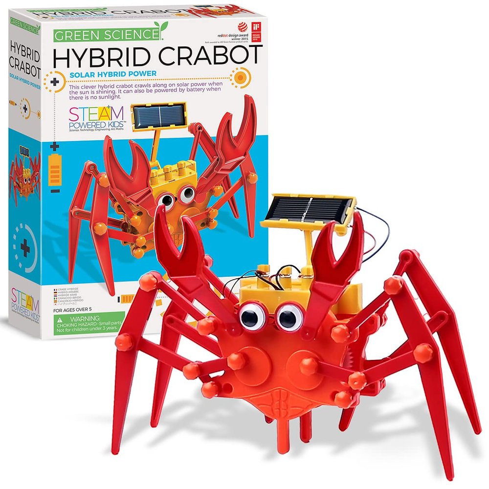 4M 403448 Green Science Hybrid Crabot-Solar Power Crawling Crab Kit-for Kids Ages 5+, Multi Coloured