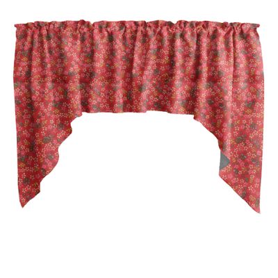 Zen Creative Designs Small Flowers Allover Print Swag Cotton Window Valance Home Dcor Bedroom Nursery Kitchen Window (Red Background)