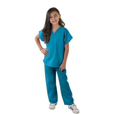 ACTIVE UNIFORMS Kids Scrubs Set Super Soft Children Scrub Set Kids Doctor Dress up (4, Teal)