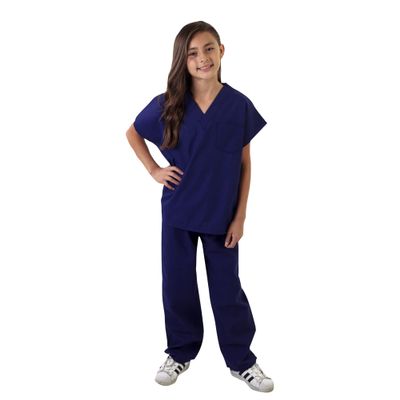 ACTIVE UNIFORMS Kids Scrubs Set Super Soft Children Scrub Set Kids Doctor Dress up (7, True Navy Blue)