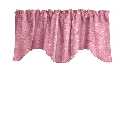 Zen Creative Designs Floral Bandana Print Scalloped Wave Cotton Window Valance Home Dcor Bedroom Nursery Kitchen Window (Pink)