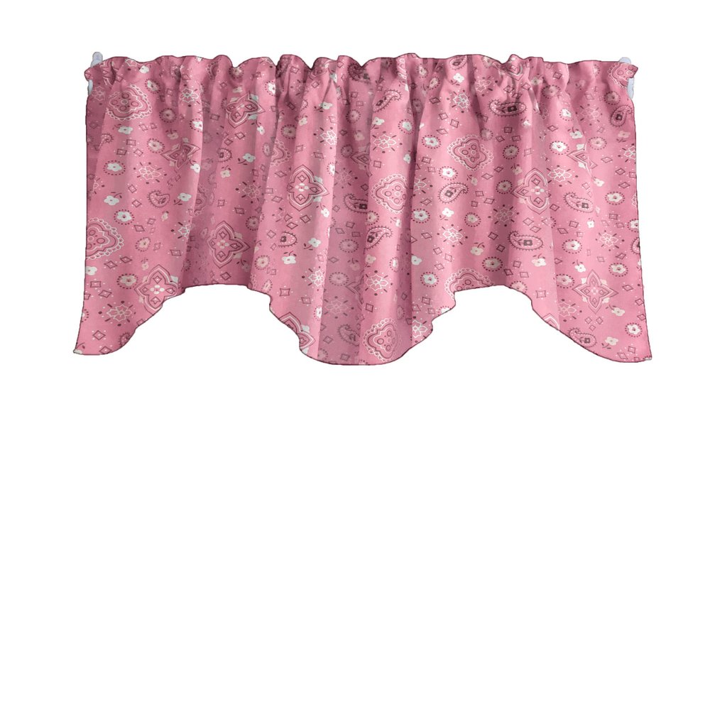 Zen Creative Designs Floral Bandana Print Scalloped Wave Cotton Window Valance Home Dcor Bedroom Nursery Kitchen Window (Pink)