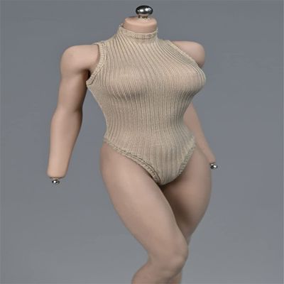 1/6 Scale Female Figure Clothes,Girl Bodysuit Zipper Jumpsuit Clothing for 12inch PH TBL Seamless Action Figure Body(Sand Color)