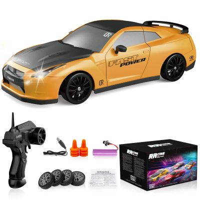Desdoni Remote Control Car RC Drift Car 2.4GHz 1:24 Scale 4WD High Speed RC Cars Vehicle with LED Lights Batteries and Drifting Tires Racing Sport Toy Cars for Adults Boys Girls Kids Gift