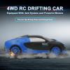 Desdoni Remote Control Car RC Drift Car 2.4GHz 1:24 Scale 4WD High Speed RC Cars Vehicle with LED Lights Batteries and Drifting Tires Racing Sport Toy Cars for Adults Boys Girls Kids Gift view 3