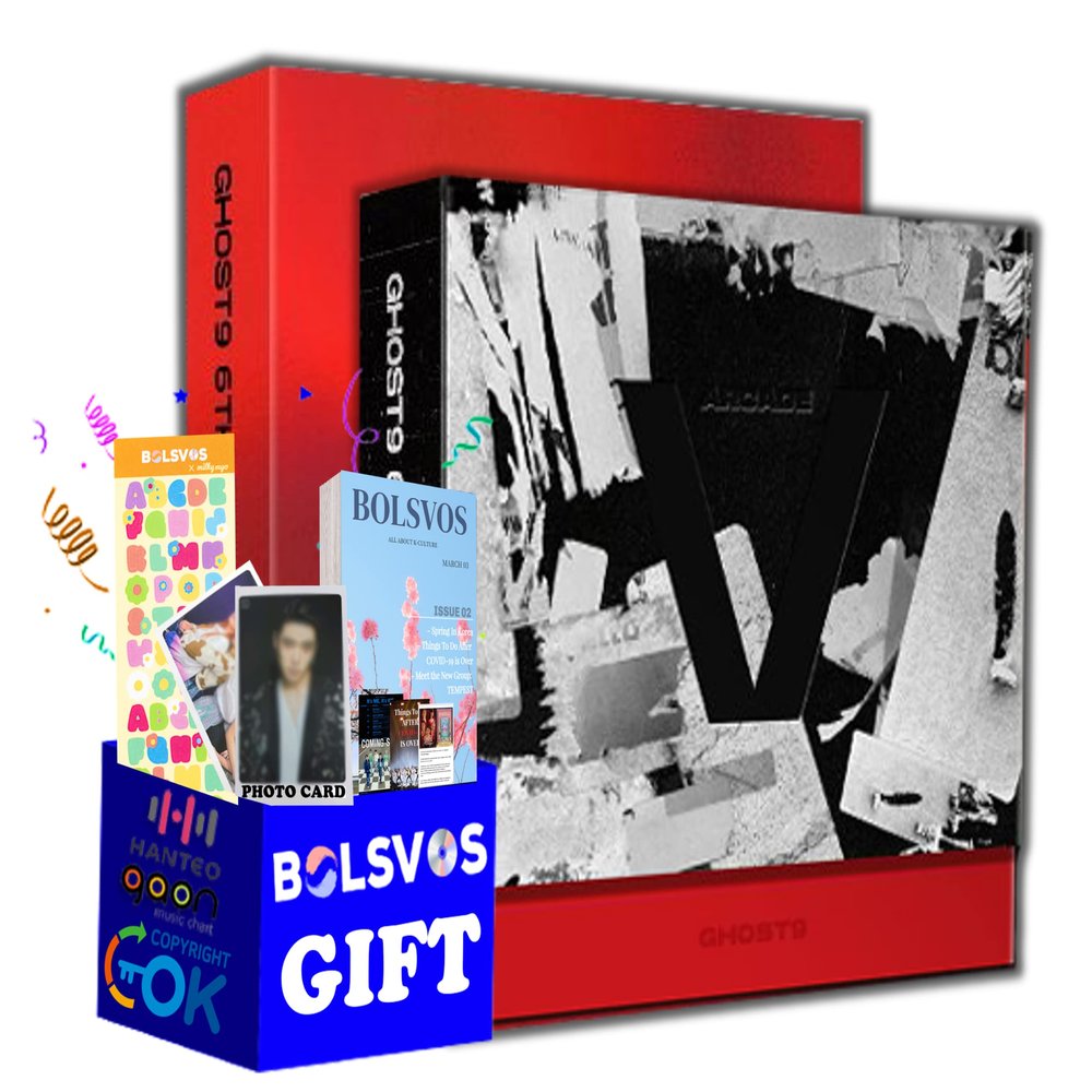 GHOST9 - ARCADE V [Full Set ver.] (6th Mini Album) 2 Albums+Pre Order Limited Benefits+BolsVos K-POP eBook (21p), 1EA BolsVos Stickers for Toploader, Photocards
