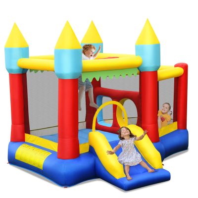 HONEY JOY Inflatable Bounce House, Blow up Moon Bounce for Kids w/Slide, Giant Jumpy Area, Ocean Ball Pit, Basketball Rim, Stakes, Jumping Bouncy Castle for Indoor Outdoor (Without Blower)