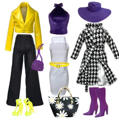 Eledoll Clothes Deluxe Fashion Pack Boss Lady for 12" Fashion Doll Yellow Purple Passion