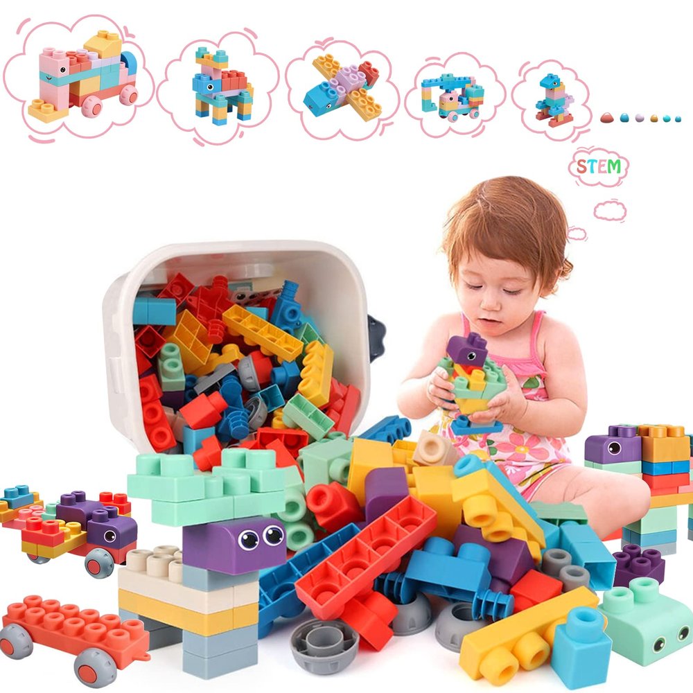 78 Pcs Top STEM Soft Building Block Sets for Kids Aged 18 months to 6 years.Mega Blocks for Baby.Large Construction Stacking Block Toys for Toddler to Improve ImaginationCreativityHands-on Ability