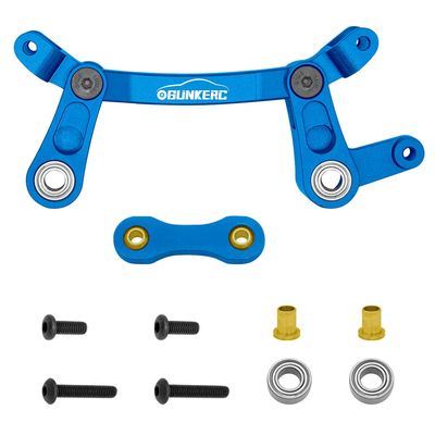 OGUNKE RC Aluminum Alloy Steering Bellcrank and Steering Link for 1/10 Arrma Senton 4X4 Granite 4X4 Typhon 4X4 Kraton 4X4 (Blue)