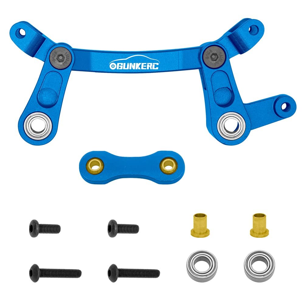 OGUNKE RC Aluminum Alloy Steering Bellcrank and Steering Link for 1/10 Arrma Senton 4X4 Granite 4X4 Typhon 4X4 Kraton 4X4 (Blue)